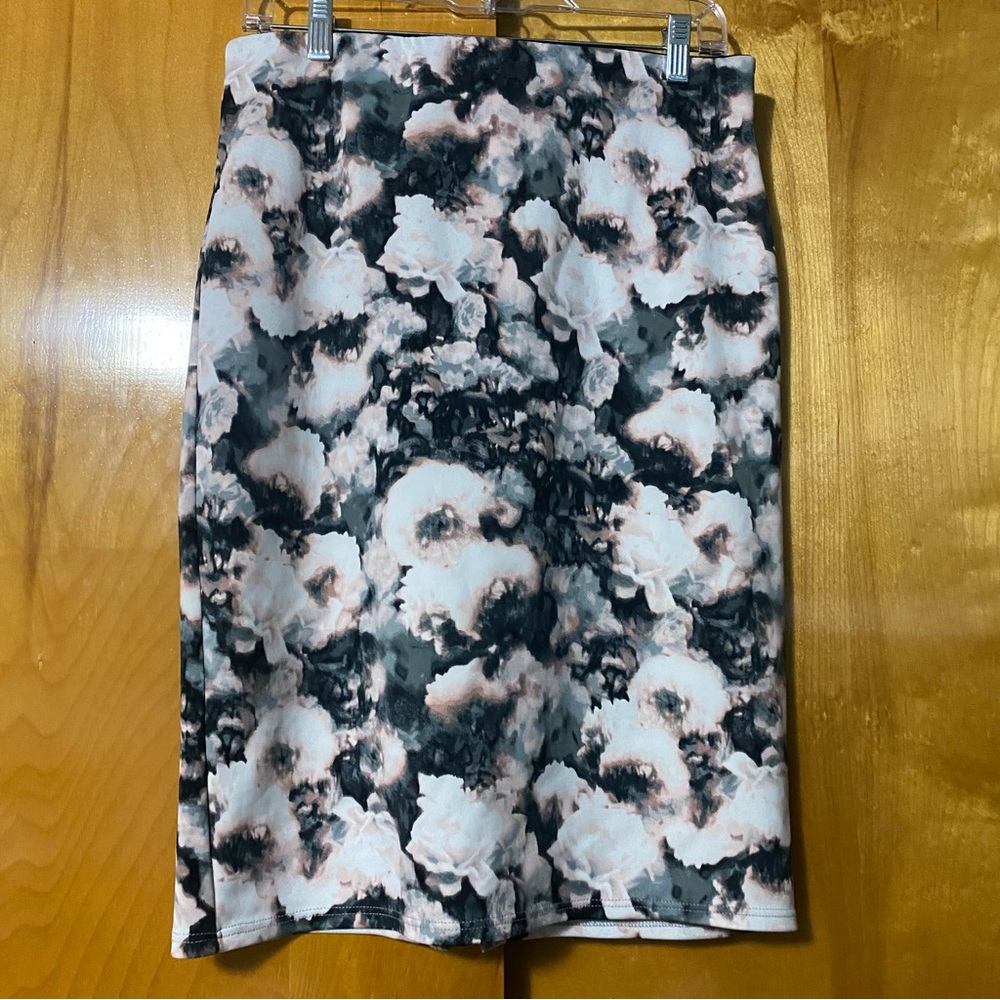 Grey and Pink Floral Skirt